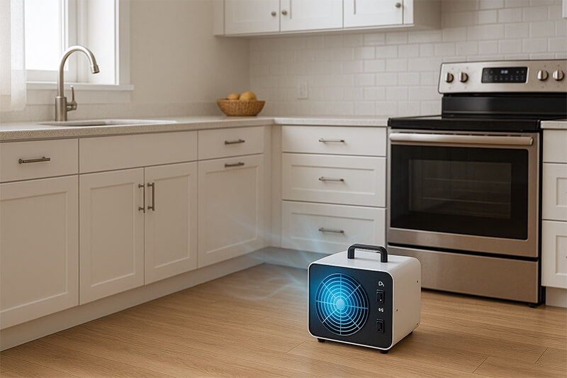 The ozone generator is working in the kitchen